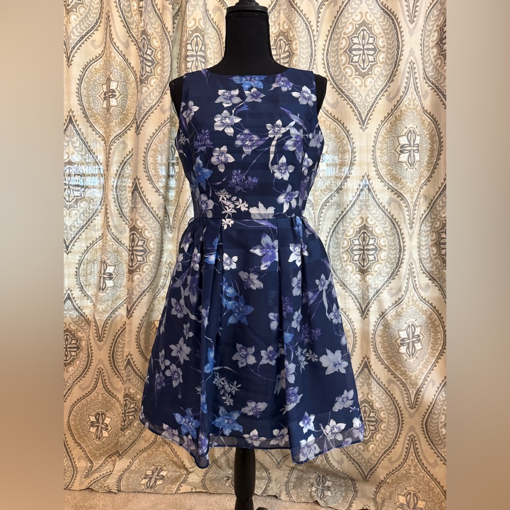 Danny & Nicole Floral Navy Dress 6P